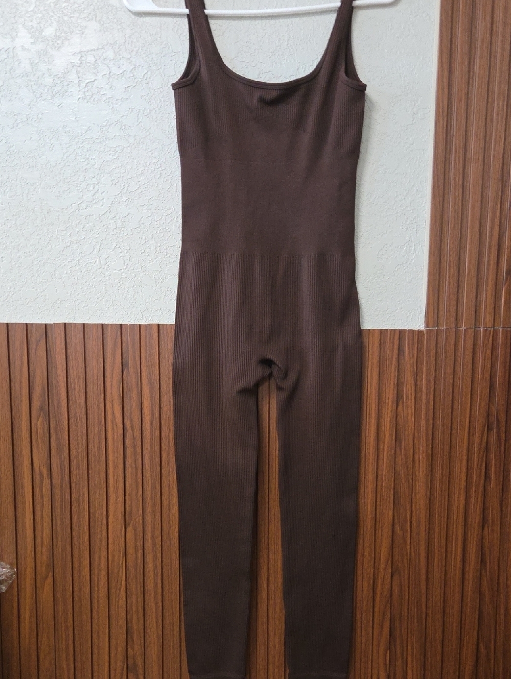 Everyday Ribbed Brown Scoop-Neck Jumpsuit Small Sz [1117]